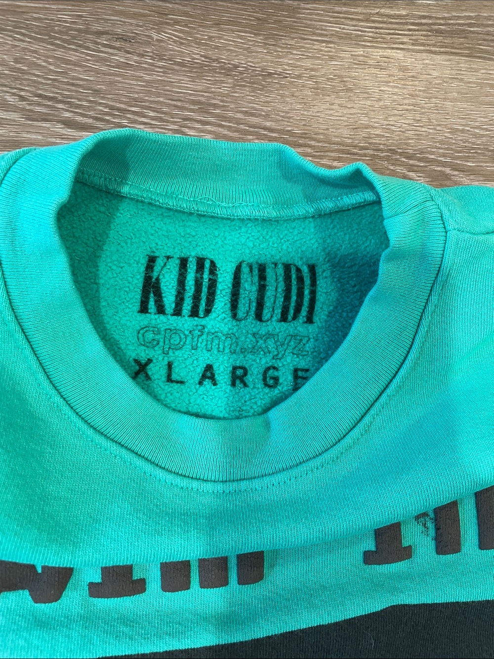 Cactus Plant Flea Market kid Cudi Teal Crewneck with Blue Wave & Orange Sun - Picture 2 of 5